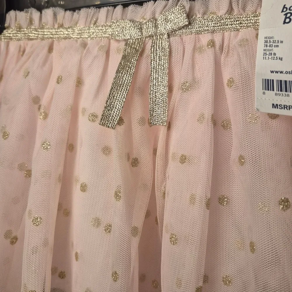 OshKosh B'gosh Light Pink Tulle Skirt with Gold Dots